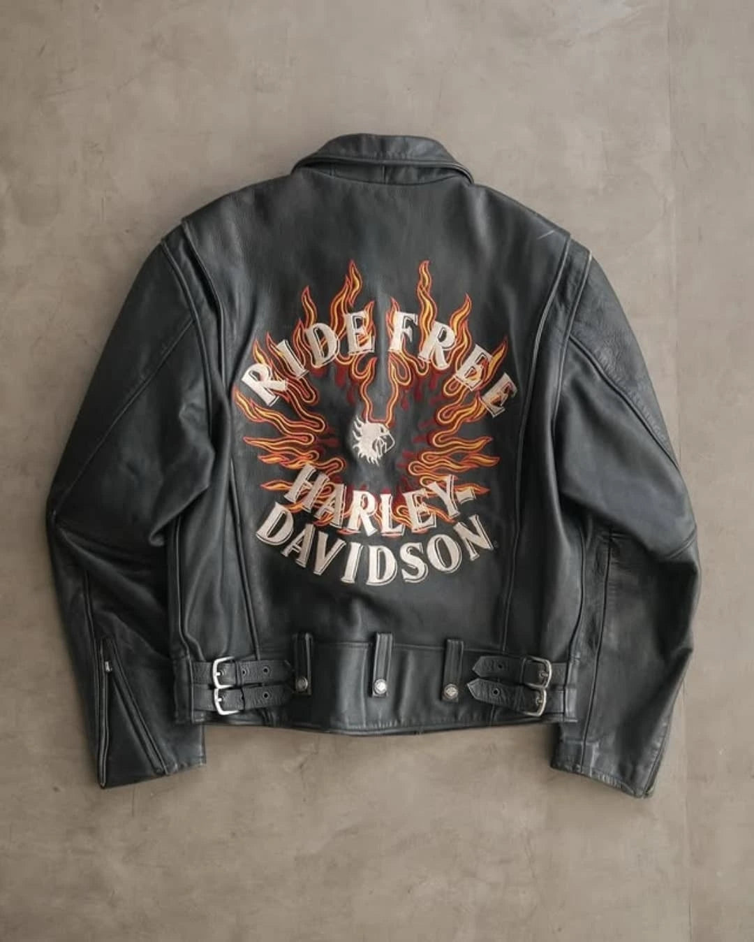 Black leather motorcycle jacket