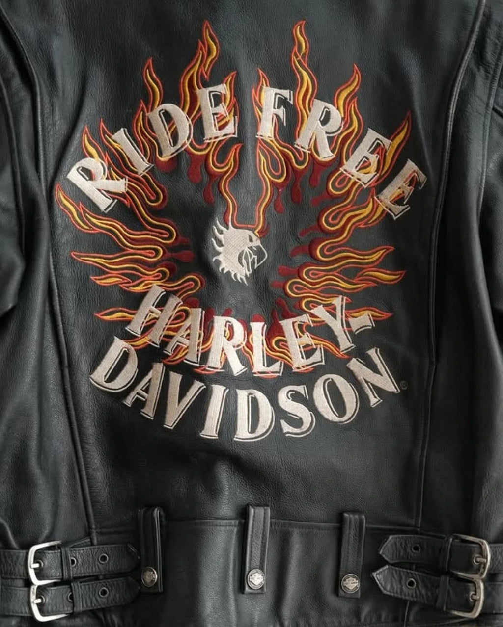 Black leather motorcycle jacket