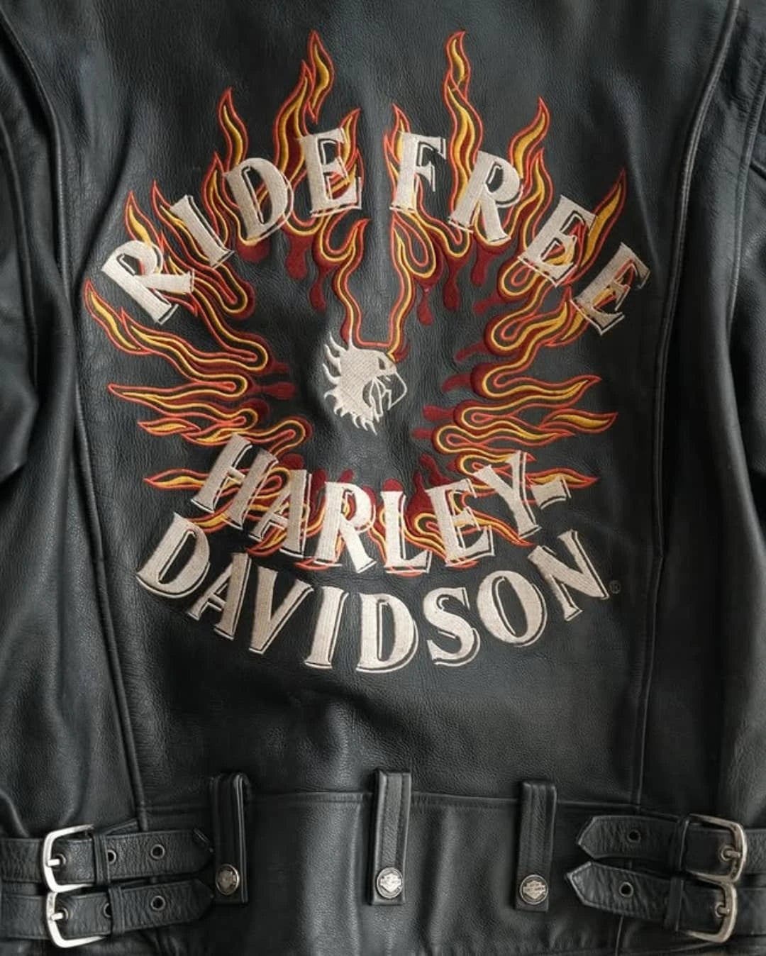Black leather motorcycle jacket