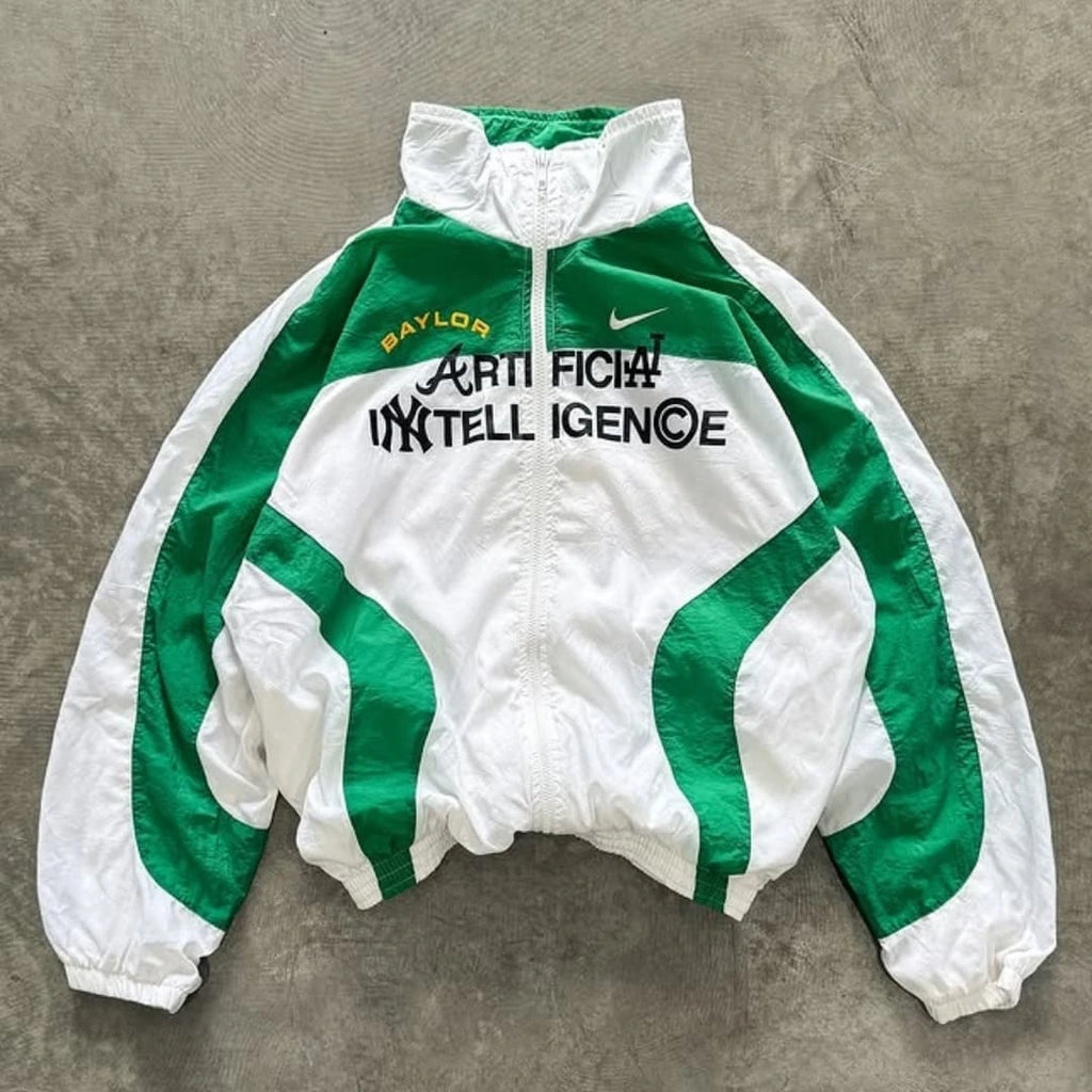 heavily customized or "reworked" vintage Nike nylon windbreaker jacket