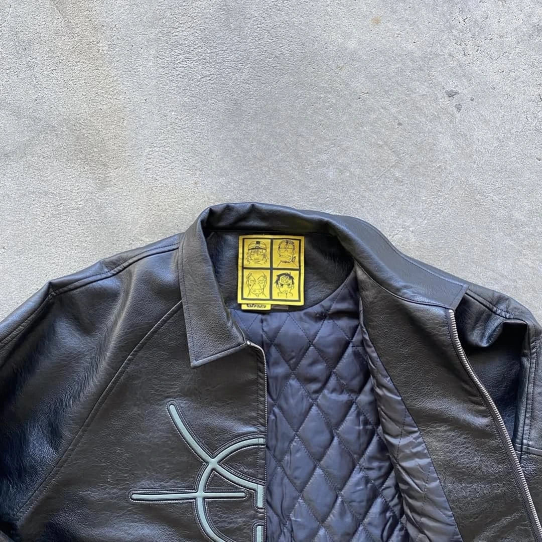 premium, streetwear-focused leather bomber jacket