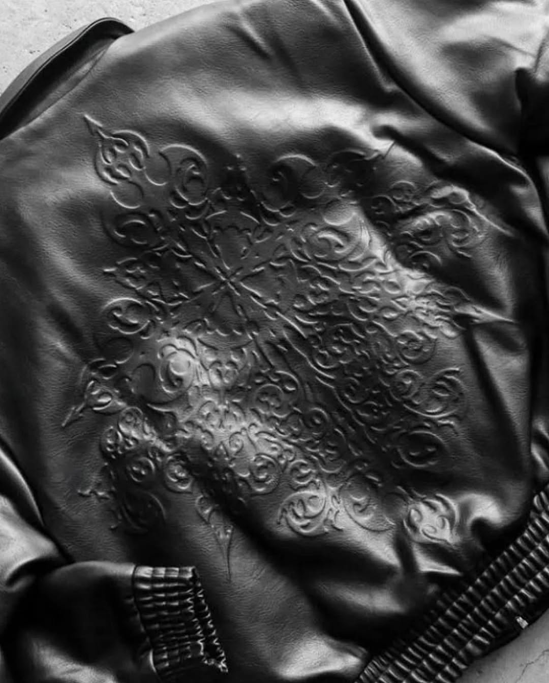 Black Embossed Leather Jacket