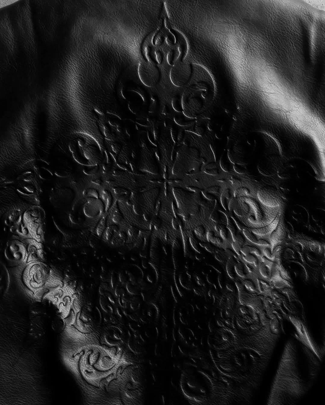 Black Embossed Leather Jacket