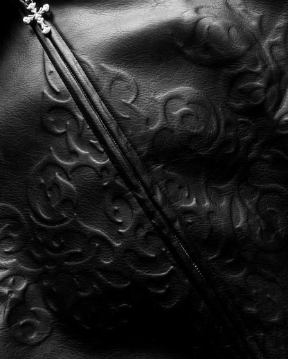 Black Embossed Leather Jacket