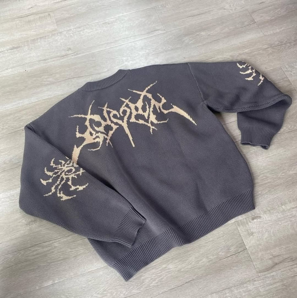Anime-inspired knit crewneck sweater