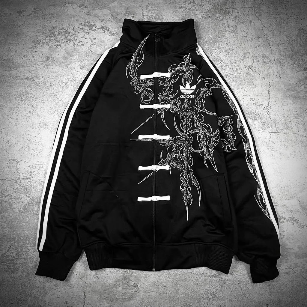 Urban Fusion: Graphic Frog Closure Track Jacket
