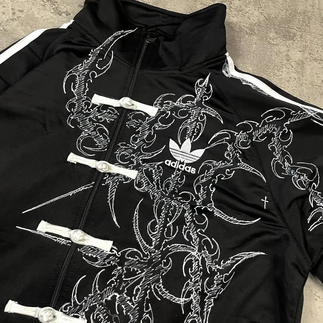 Urban Fusion: Graphic Frog Closure Track Jacket