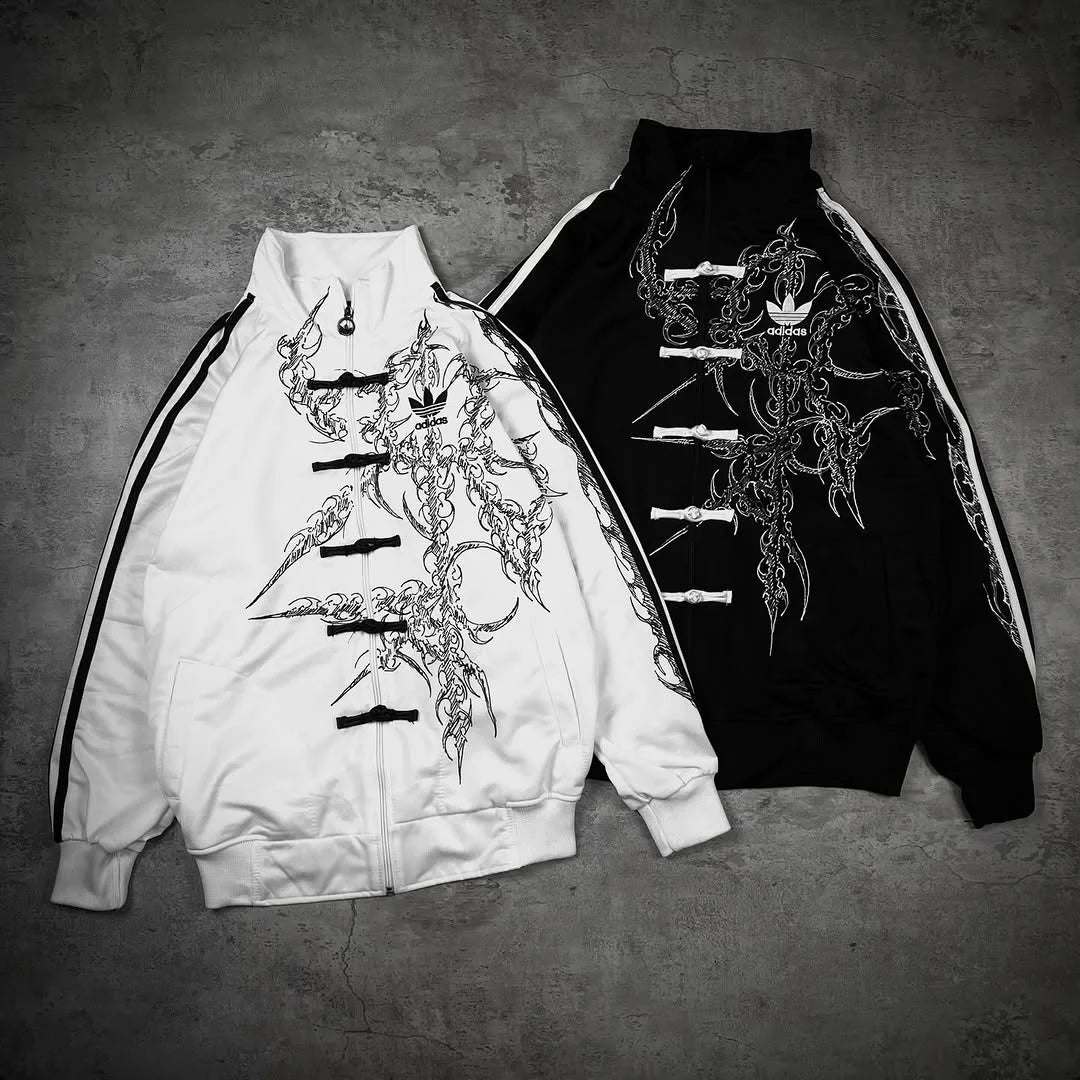 Urban Fusion: Graphic Frog Closure Track Jacket