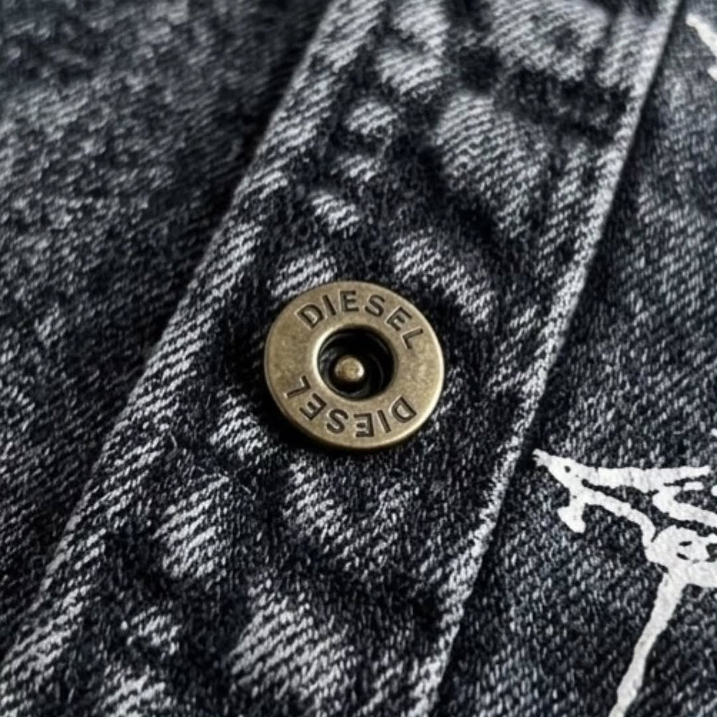 heavyweight, short-sleeved denim button-up shirt