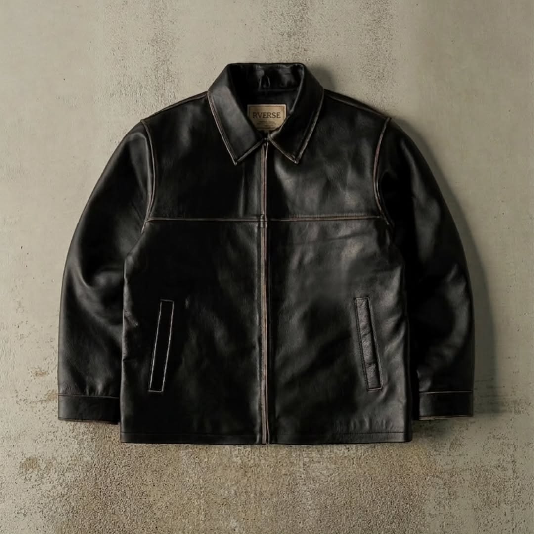 Vintage-Inspired Boxy Leather Jacket