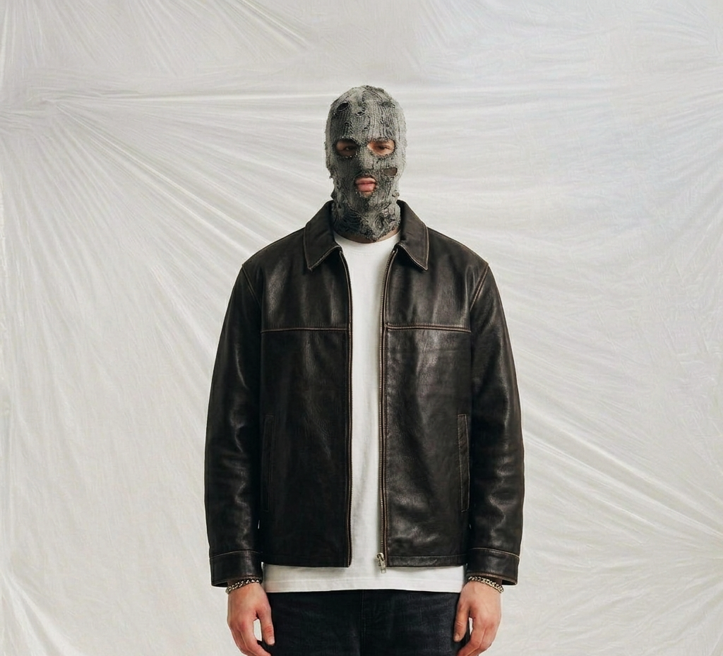 Vintage-Inspired Boxy Leather Jacket
