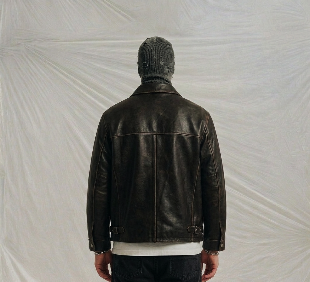 Vintage-Inspired Boxy Leather Jacket