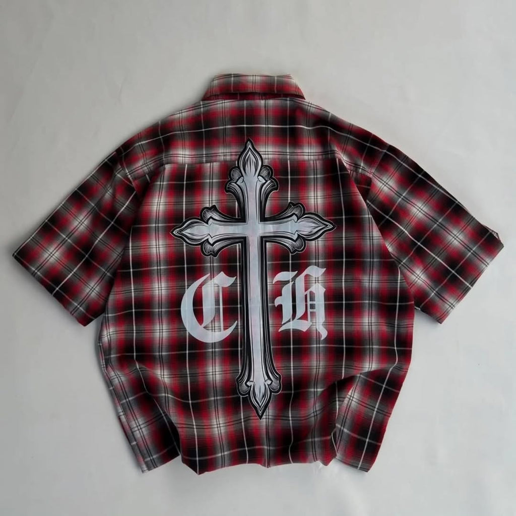 custom short-sleeve flannel shirt
