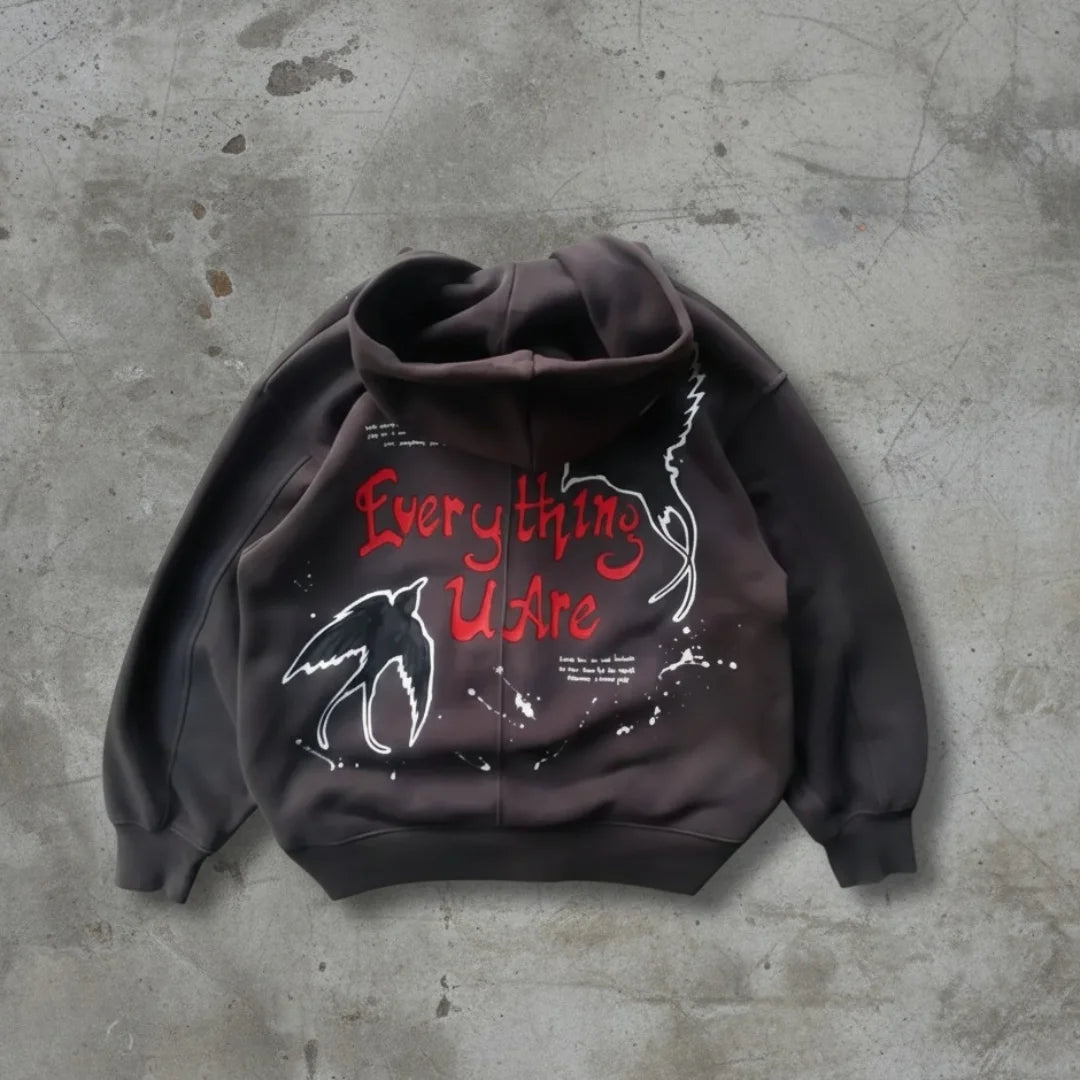 Hindia Skeleton Oversized Zip-Up Hoodie – Streetwear Edition