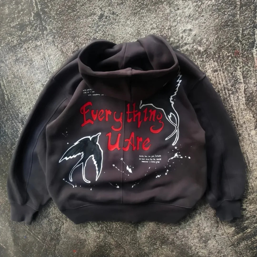 Hindia Skeleton Oversized Zip-Up Hoodie – Streetwear Edition