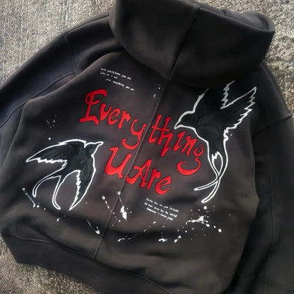 Hindia Skeleton Oversized Zip-Up Hoodie – Streetwear Edition