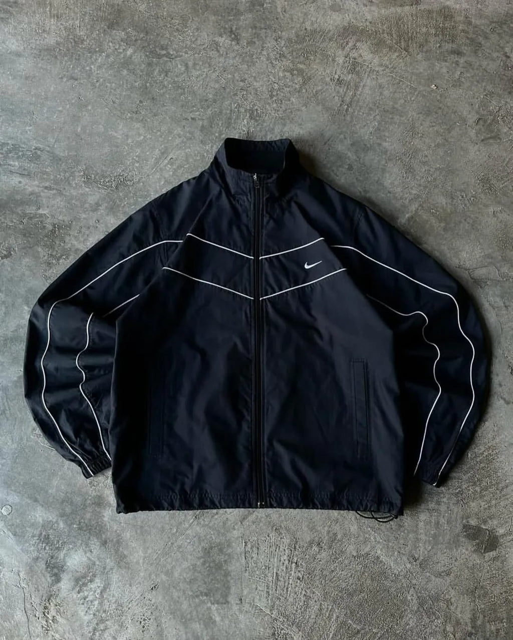 all-black Nike windbreaker set