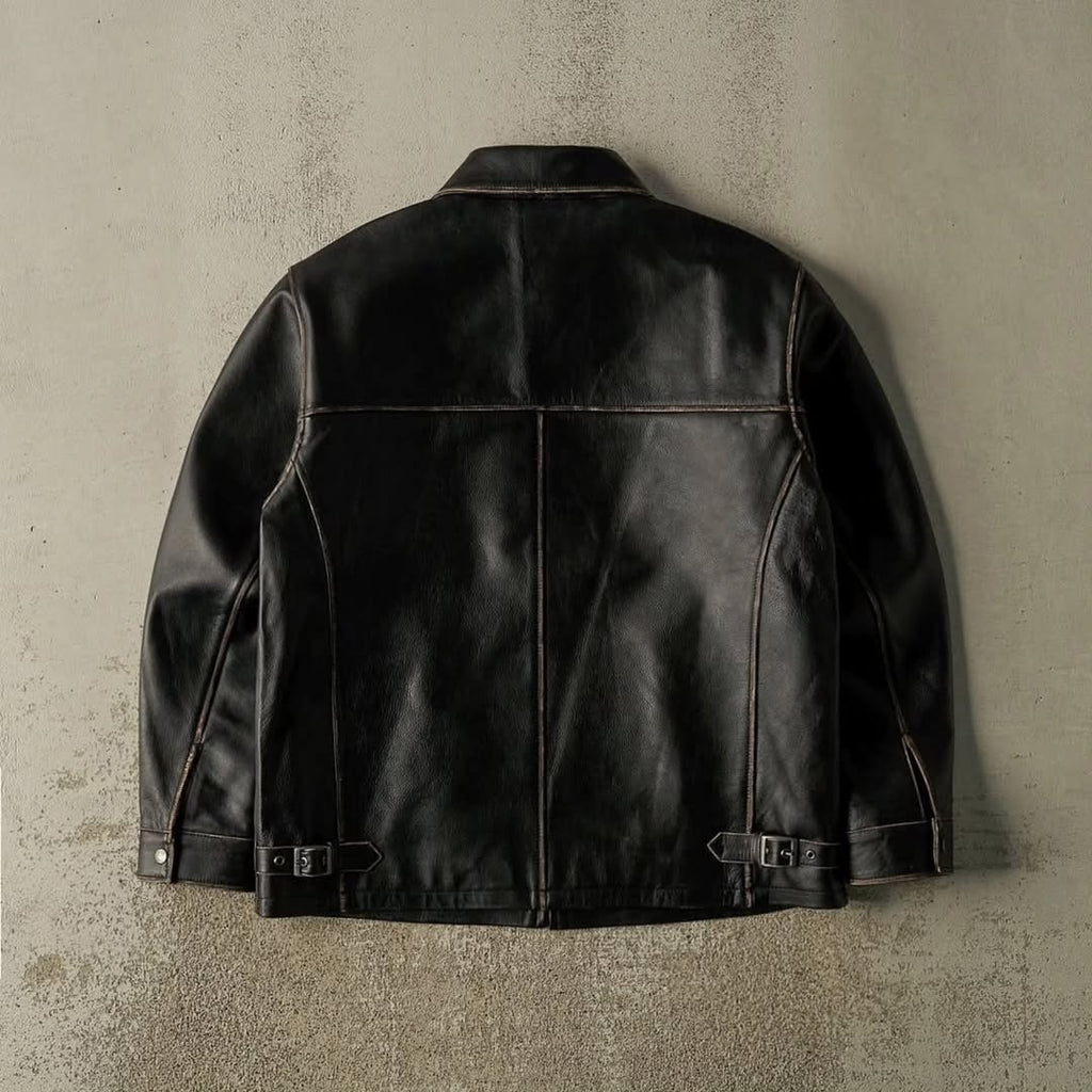 Vintage-Inspired Boxy Leather Jacket