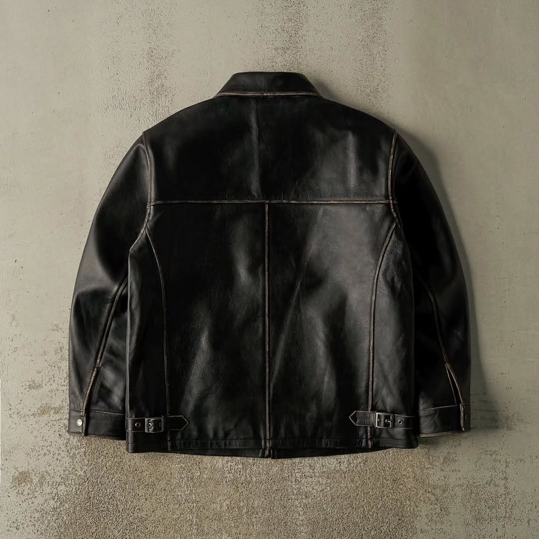 Vintage-Inspired Boxy Leather Jacket
