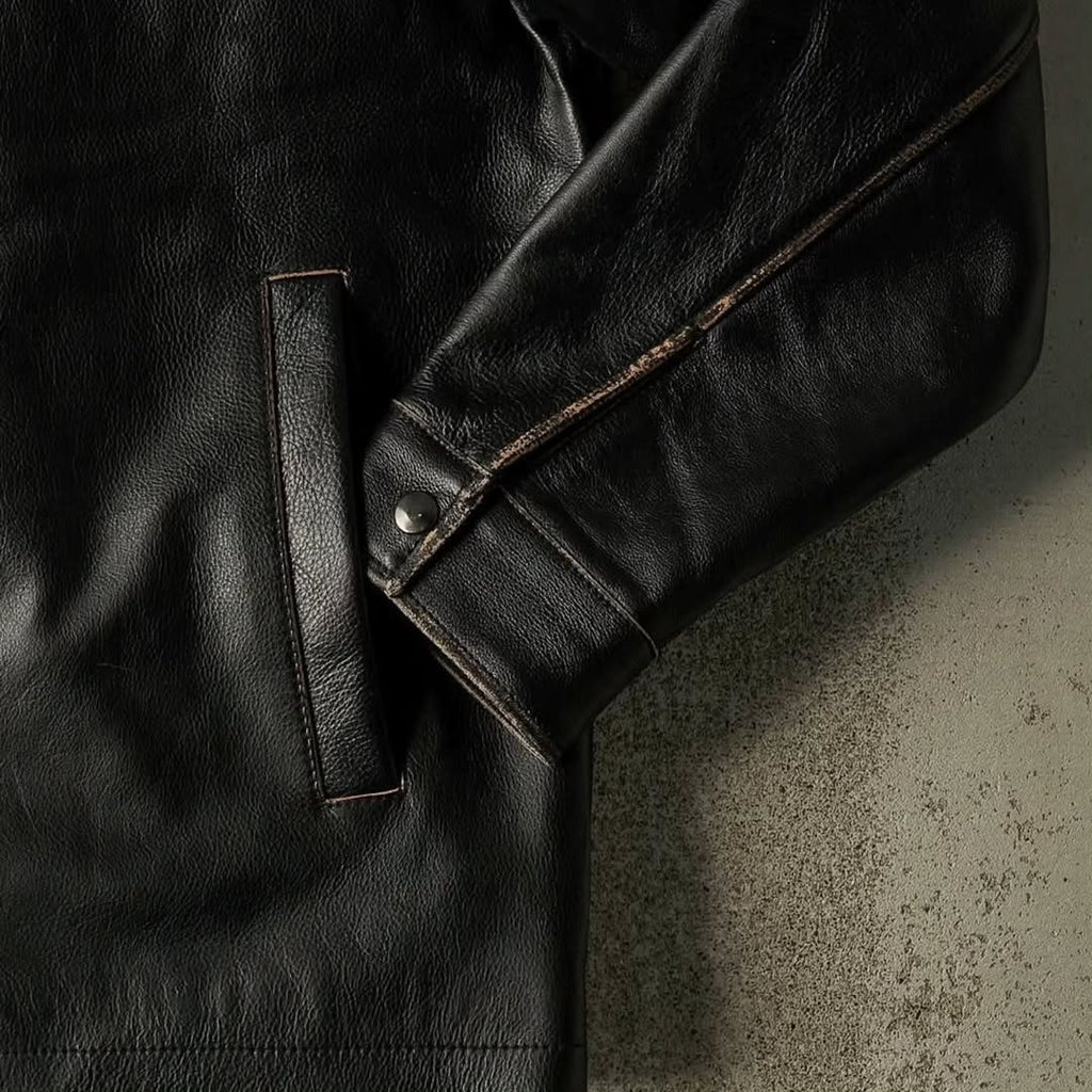 Vintage-Inspired Boxy Leather Jacket