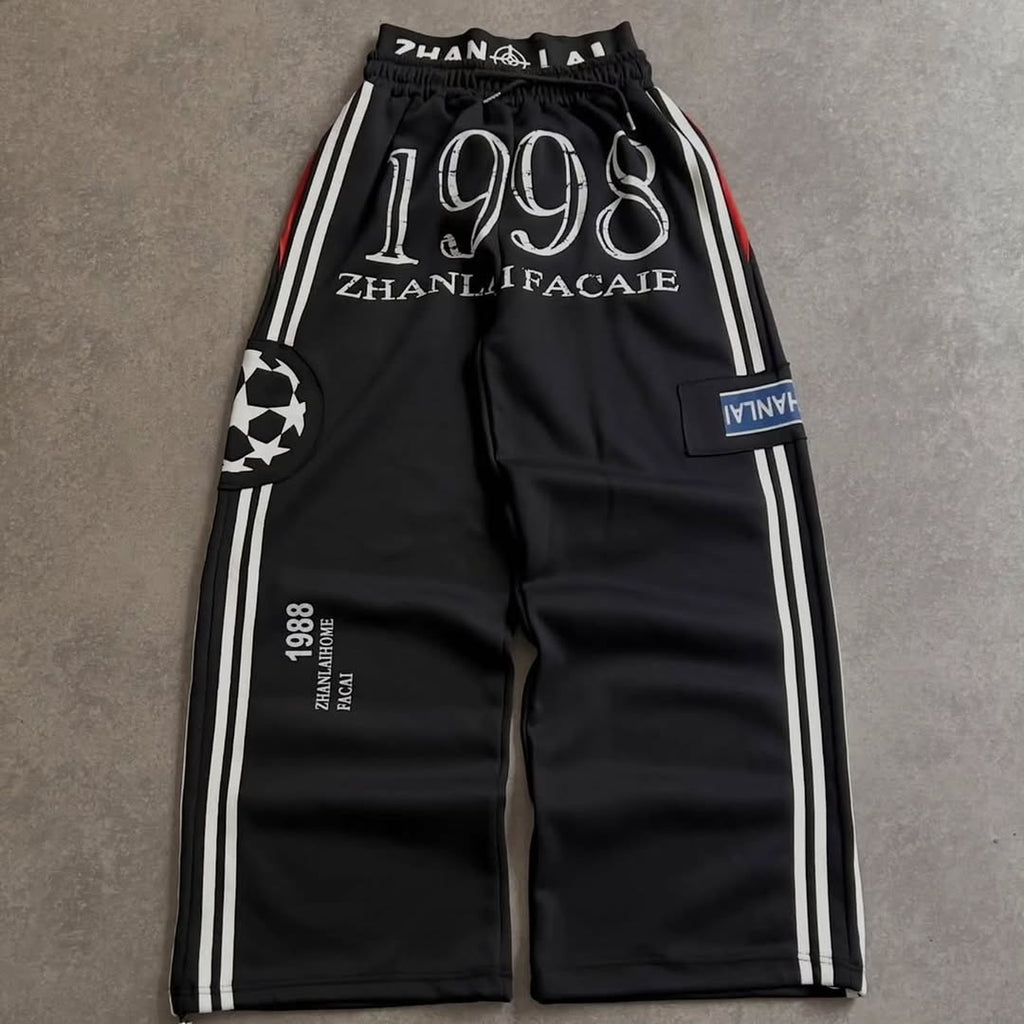 The "Graffiti Collage" Wide-Leg (Slate Blue) ,The "Euro-Sport 1998" Trousers (Matte Black)