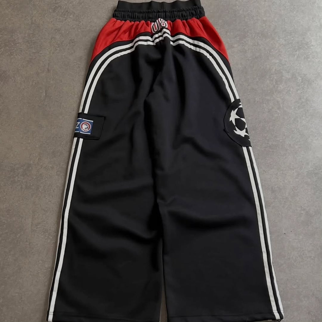 The "Graffiti Collage" Wide-Leg (Slate Blue) ,The "Euro-Sport 1998" Trousers (Matte Black)