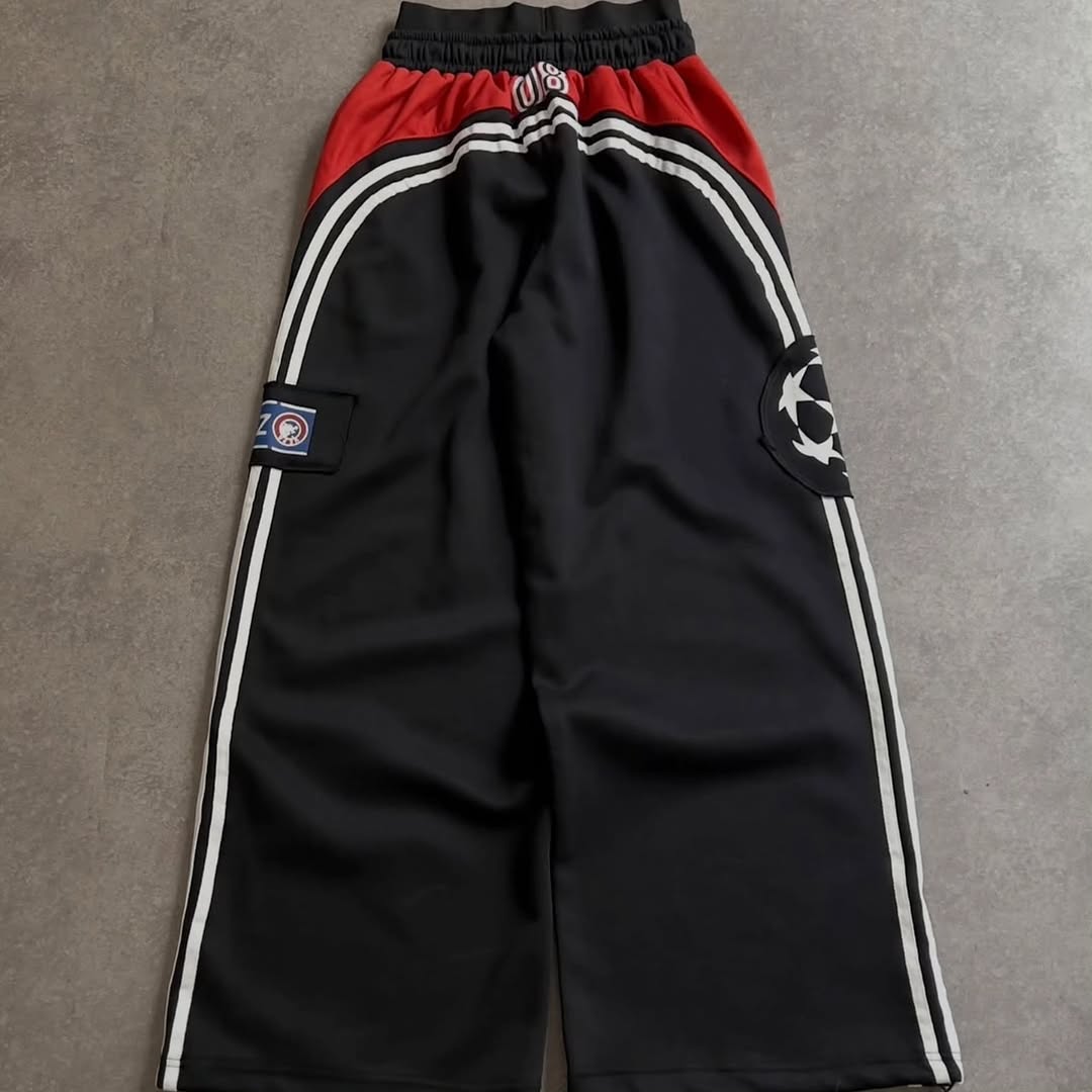 The "Graffiti Collage" Wide-Leg (Slate Blue) ,The "Euro-Sport 1998" Trousers (Matte Black)